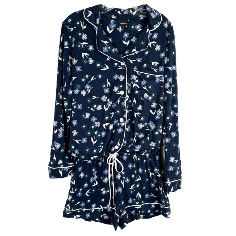 COSABELLA Bella 2 Piece Pajama Set Long Sleeve Button Down Top & Boxer Shorts M